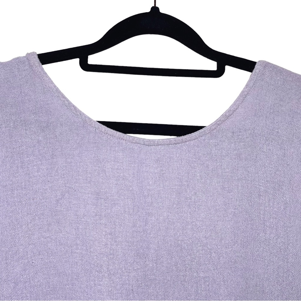 Black Crane Lavender Linen Blend Pleated Cocoon Midi Dress - Small - Picture 9 of 12